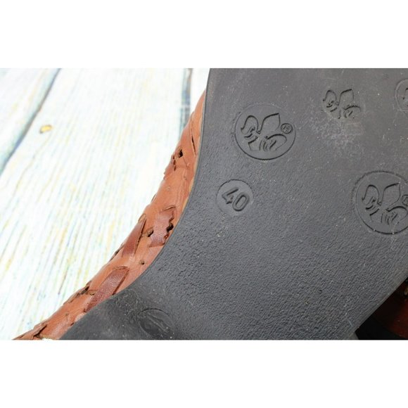 Rieker Brown Leather Slip On Slingback Low Ankle Heel Shoes Size 40 US 8.5 - Picture 8 of 9